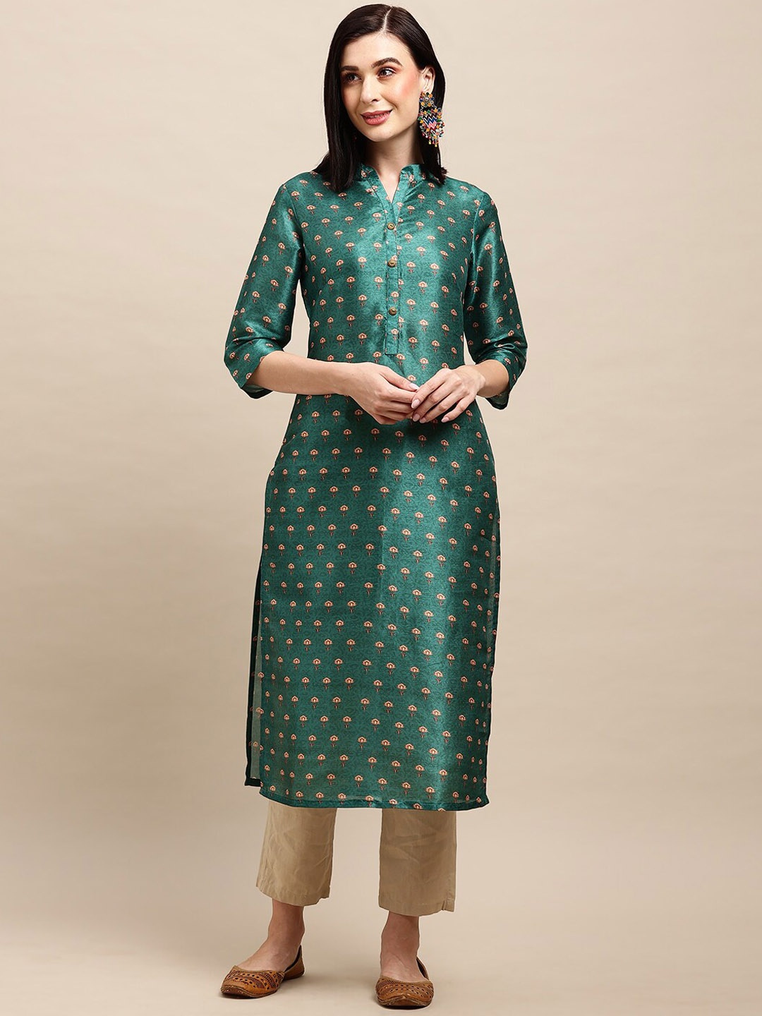 

Sangria Floral Digital Printed Straight Kurta, Green