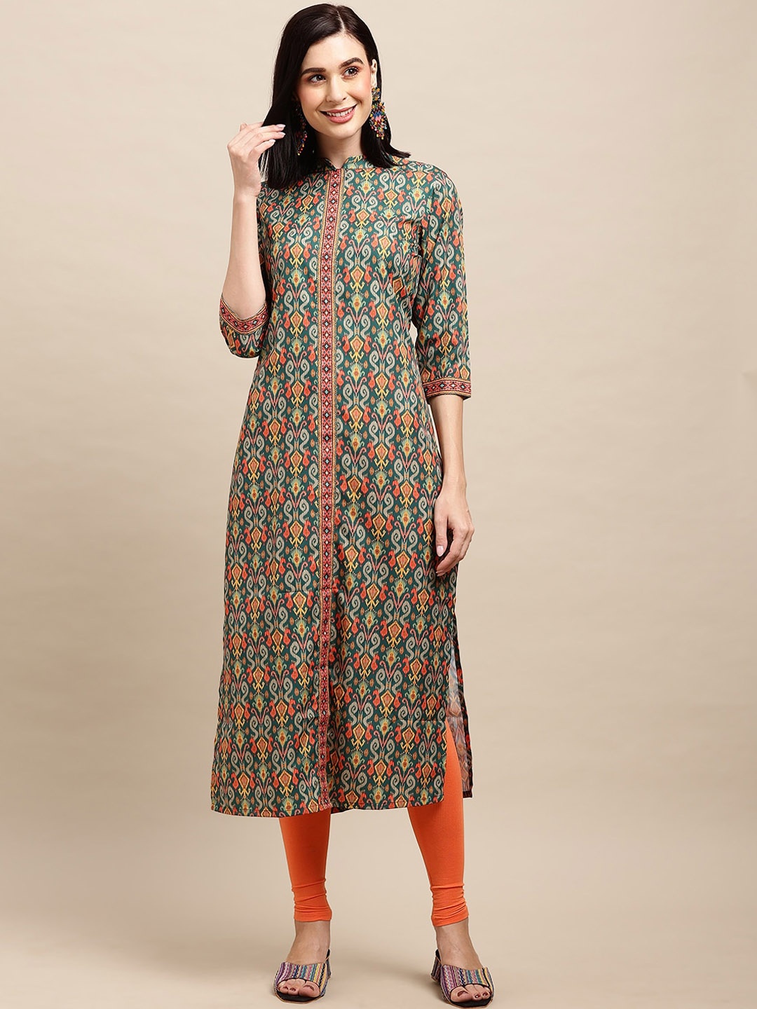 

Sangria Women Floral Printed Kurta, Green