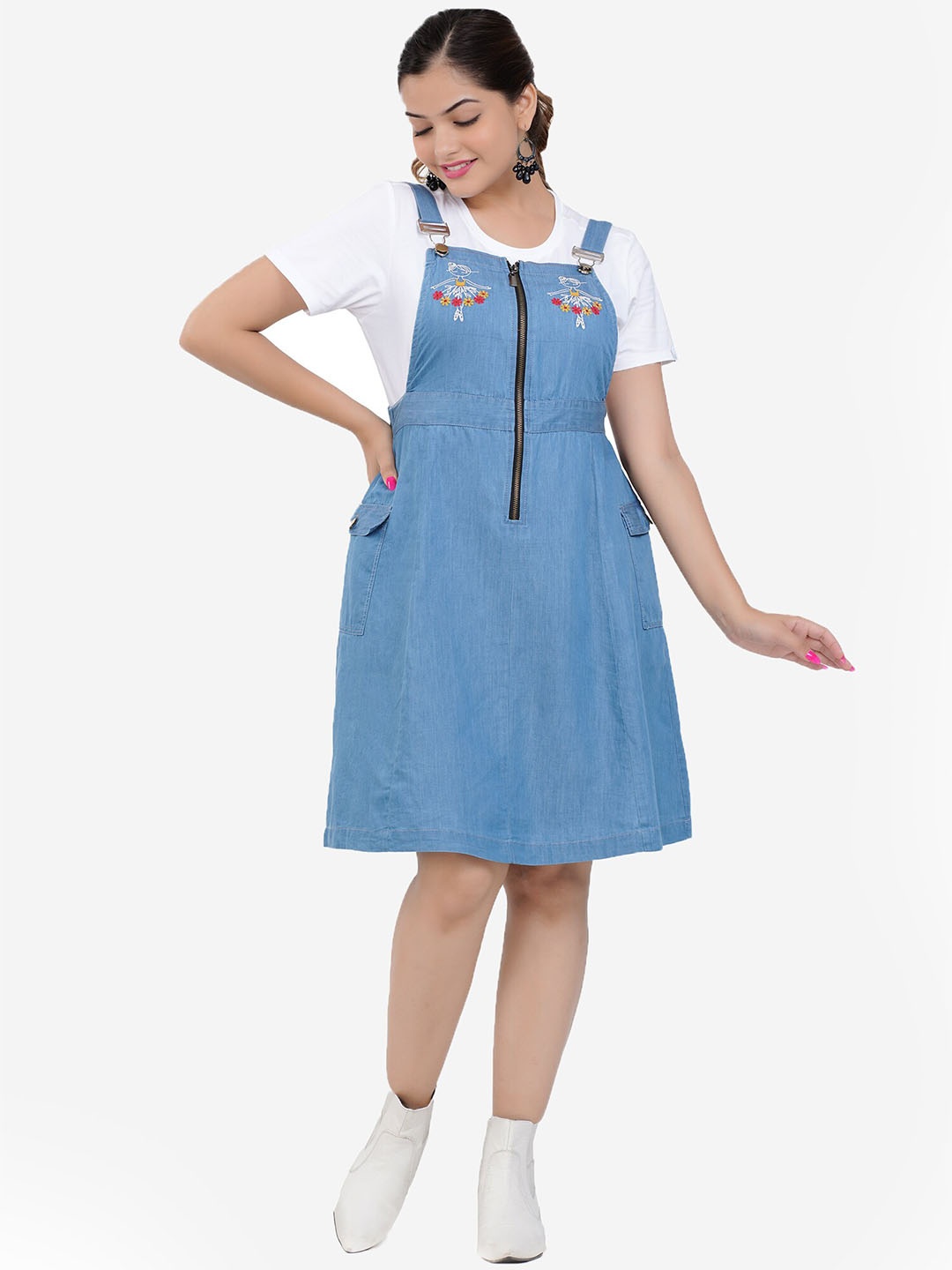 

SUMAVI-FASHION Denim Pinafore Dress, Blue