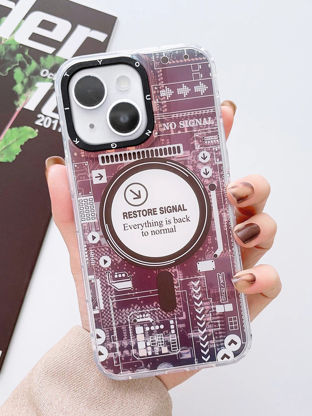 TREEMODA Printed iPhone 14 Phone BackCover, Brown