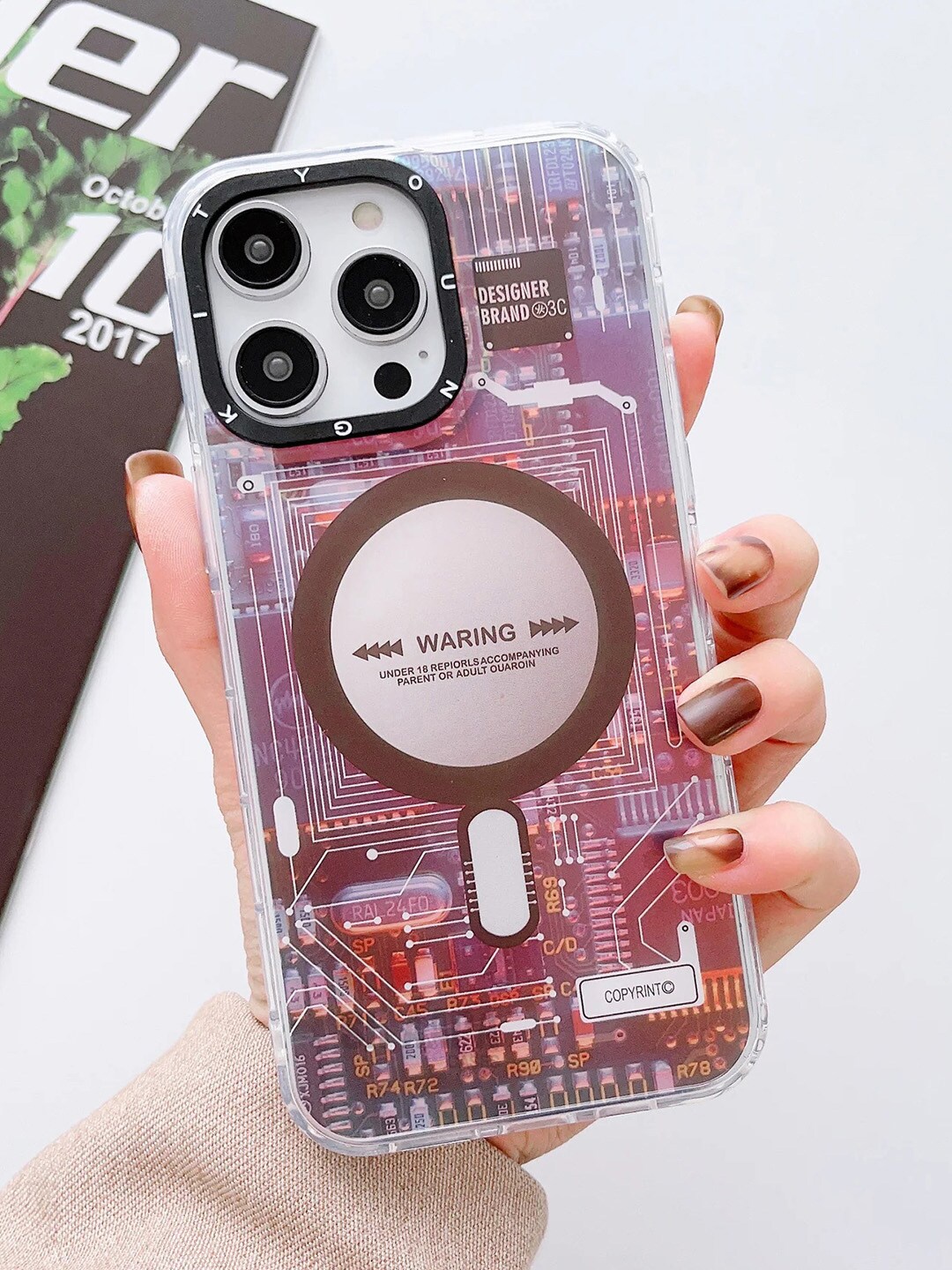 

TREEMODA 3D Color Changing Printed iPhone 13 Pro Phone BackCover, Brown