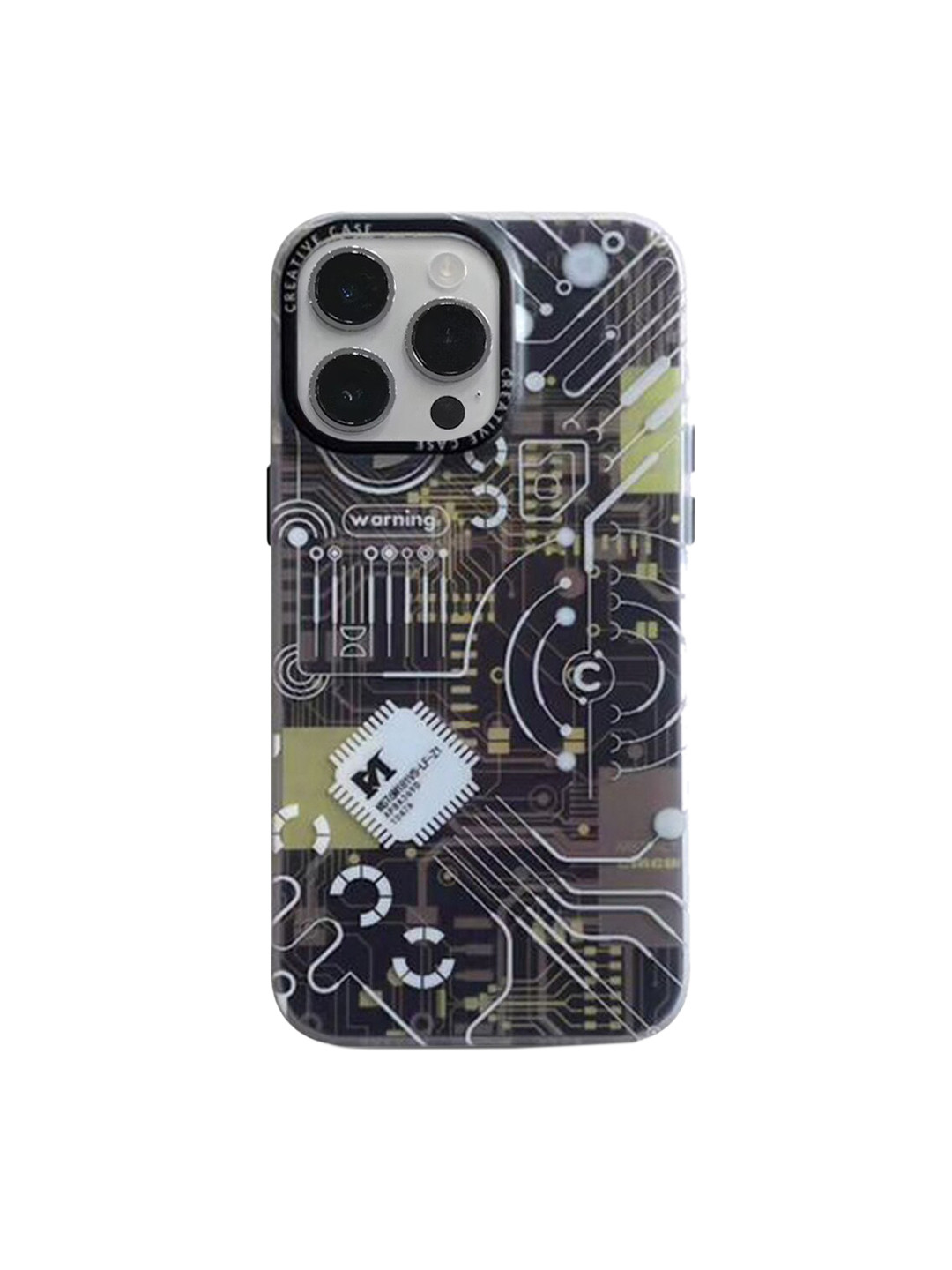 

TREEMODA AI Arithmetic Chip Circuit Board Printed iPhone 14 Pro Phone Backcover, Black