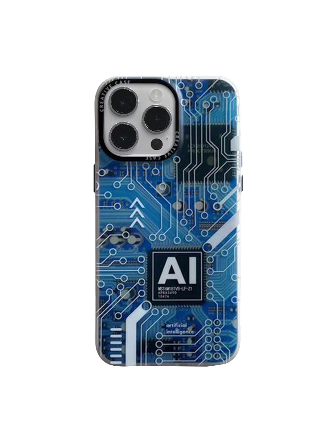 

TREEMODA AI Arithmetic Chip Circuit Board Printed iPhone 14 Pro Phone Backcover, Blue