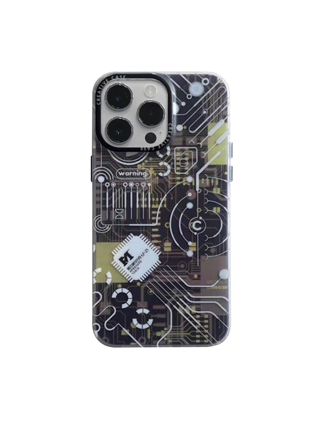 

TREEMODA AI Arithmetic Chip Circuit Board Printed iPhone 13 Promax Phone Backcover, Black