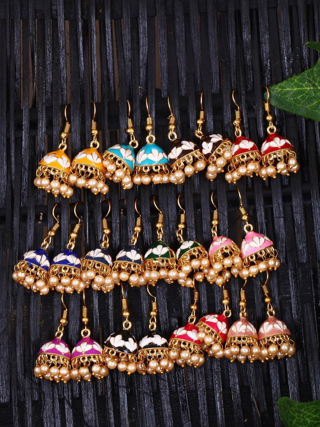 

Vighnaharta Set Of 12 Gold Plated Jhumkas