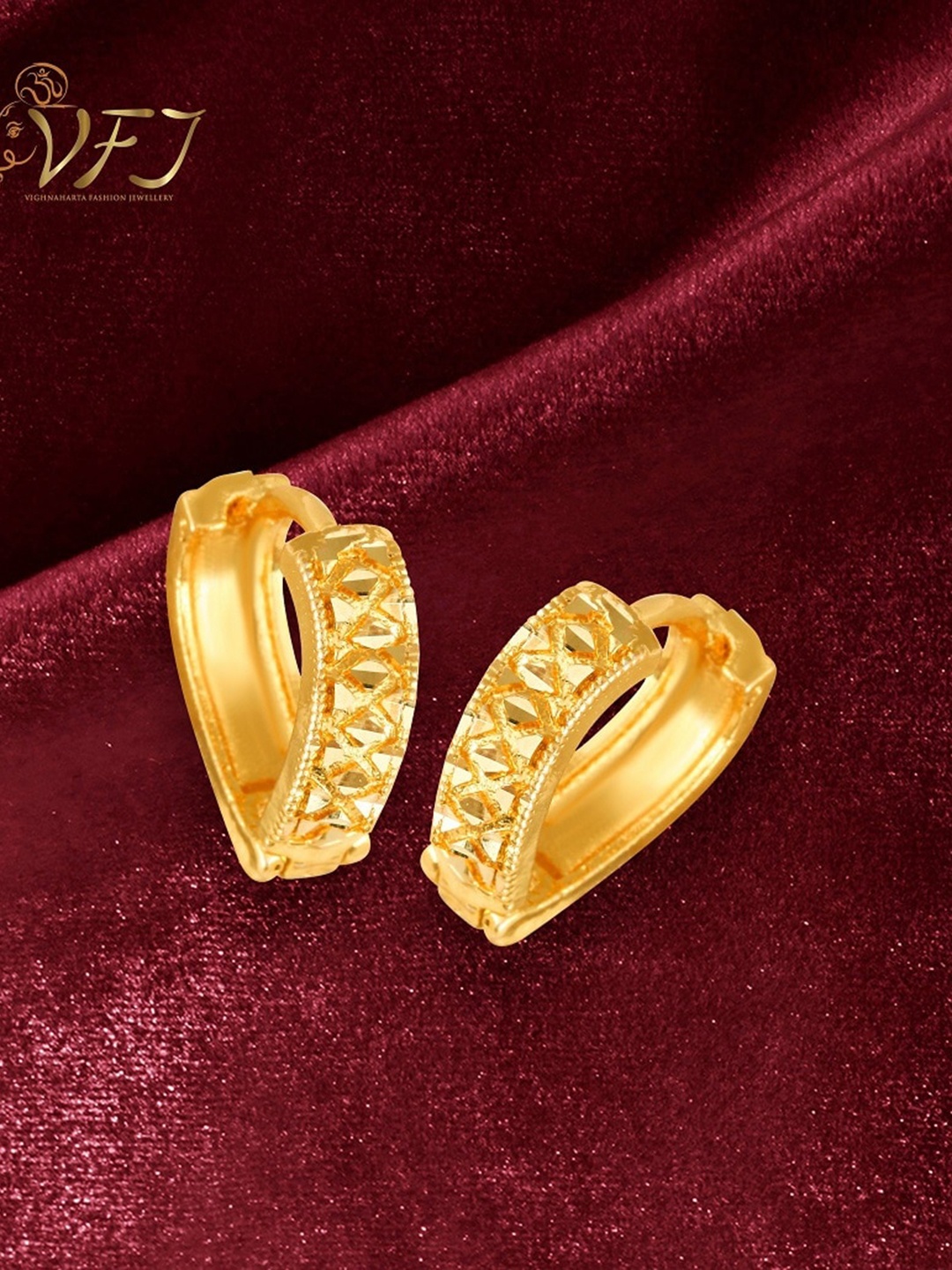 

Vighnaharta Gold-Plated Floral Hoop Earrings
