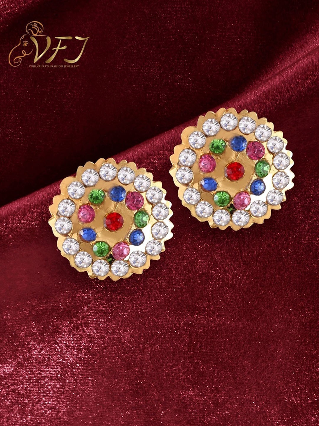 

Vighnaharta Gold-Plated Floral Studs Earrings