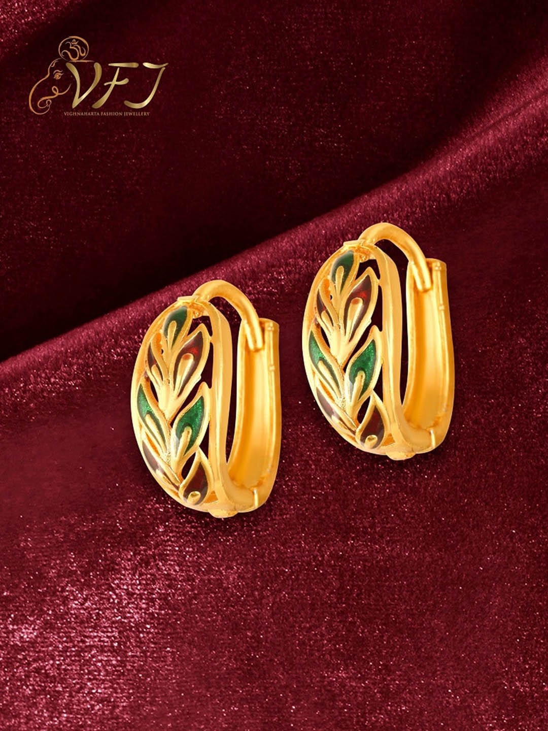 

Vighnaharta Gold-Plated Floral Hoop Earrings