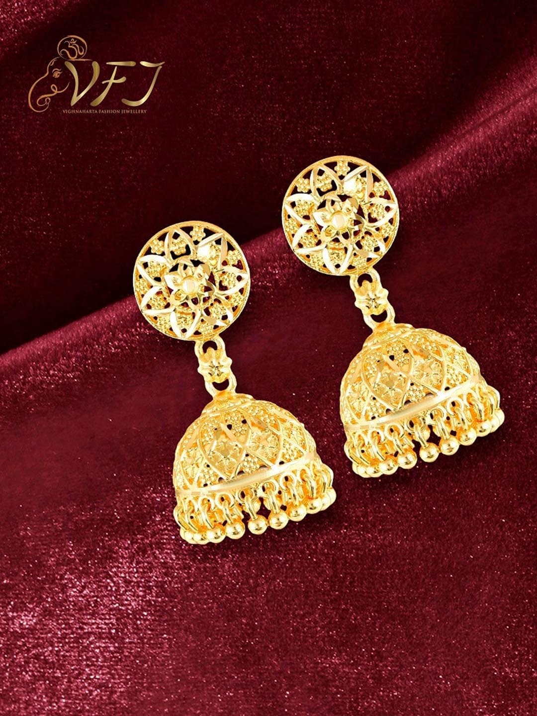 

Vighnaharta Gold-Plated Classic Jhumkas