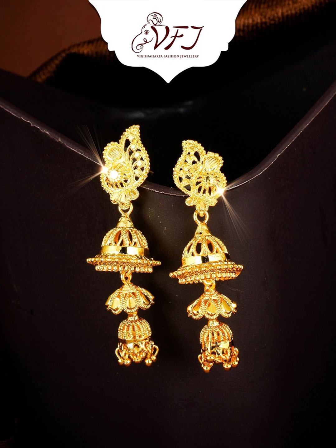

Vighnaharta Gold-Plated Drop Earrings