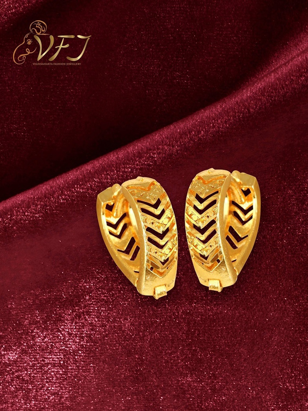 

Vighnaharta Gold-Plated Circular Hoop Earrings