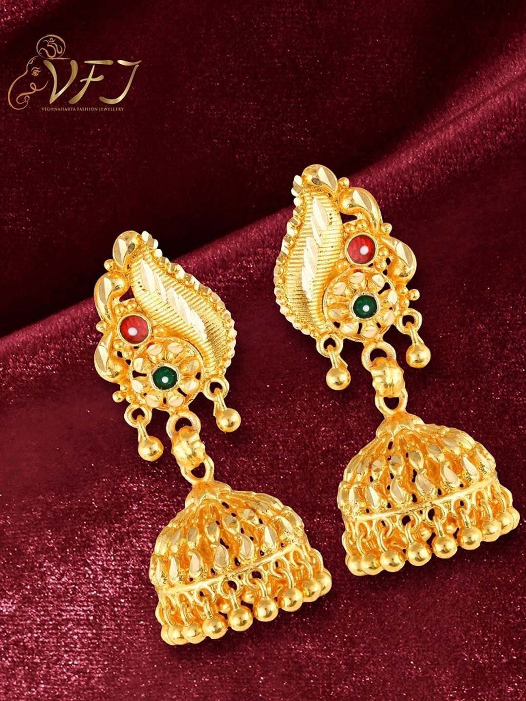 

Vighnaharta Gold-Plated Floral Jhumkas