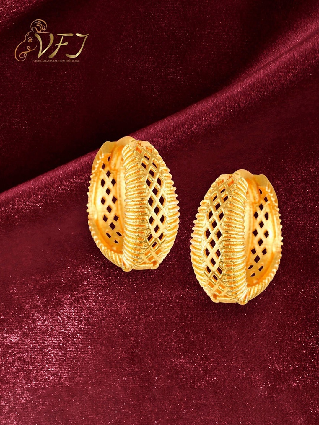 

Vighnaharta Gold-Plated Floral Hoop Earrings