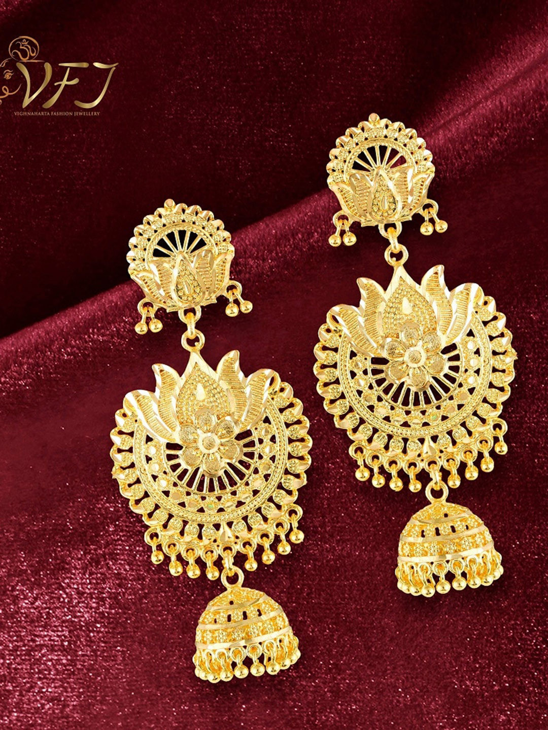 

Vighnaharta Gold-Plated Floral Drop Earrings