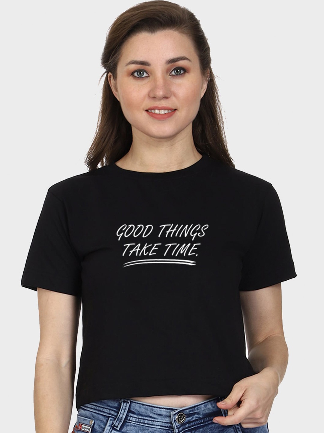 

T-SHIRT TRUCK Typography Printed Round Neck Cotton T-shirt, Black