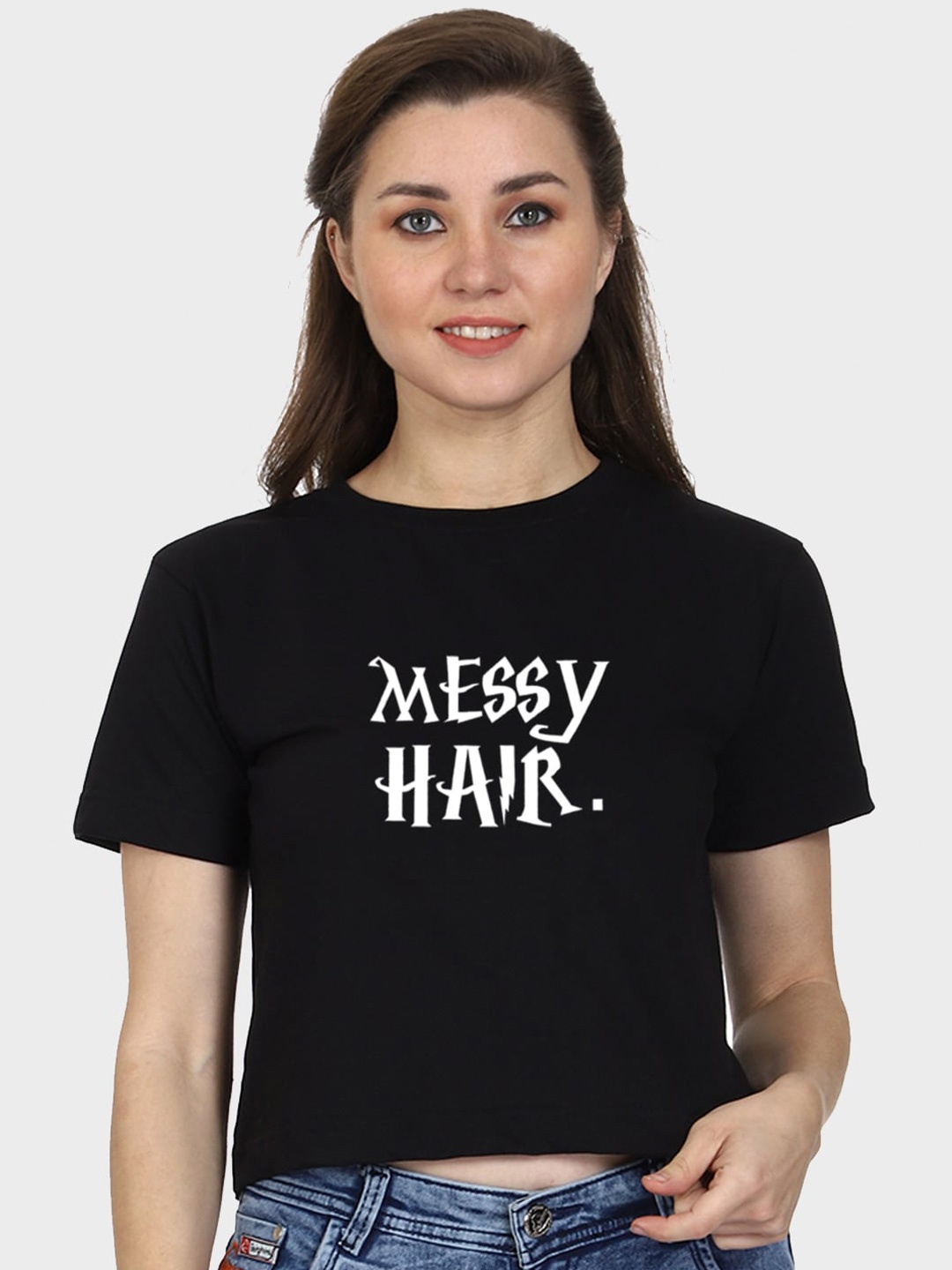 T-SHIRT TRUCK Typography Printed Round Neck Cotton T-shirt, Black