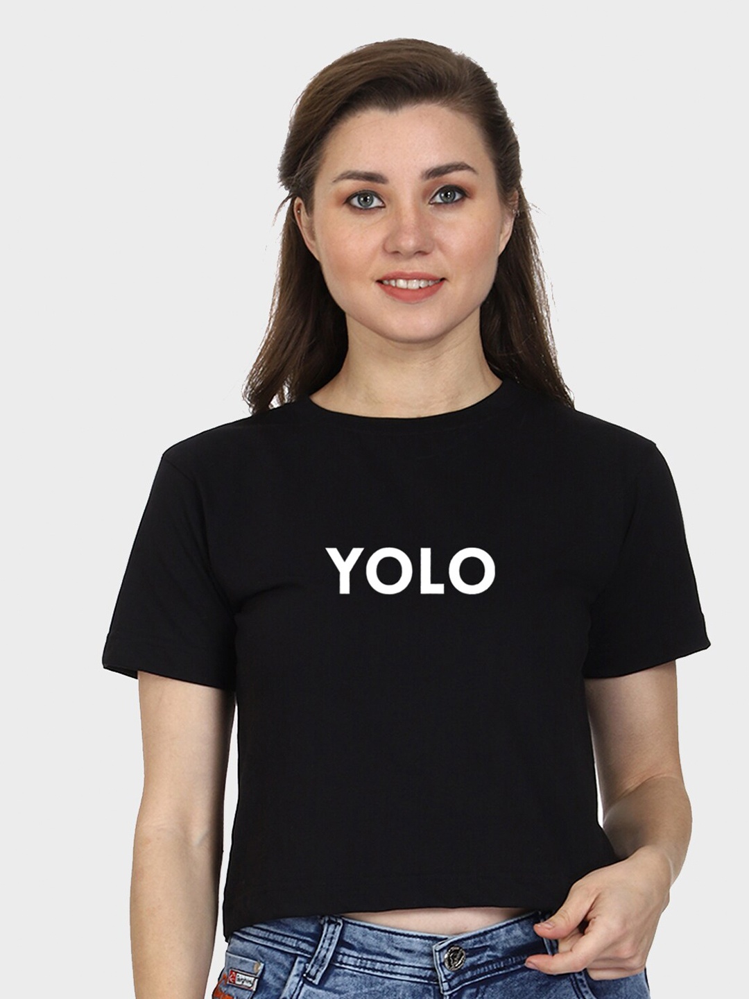 T-SHIRT TRUCK Typography Printed Round Neck Cotton T-shirt, Black