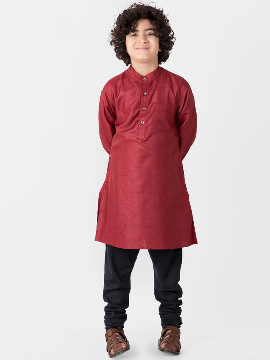 

Fabindia Boys Mandarin Collar Kurta, Maroon