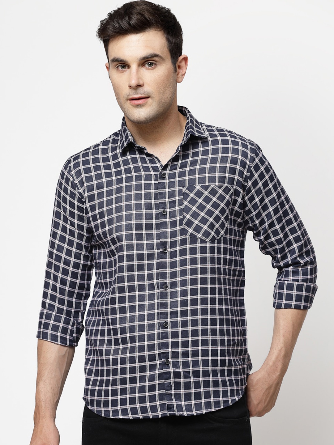 

ADWYN PETER Tartan Checked Casual Shirt, Blue