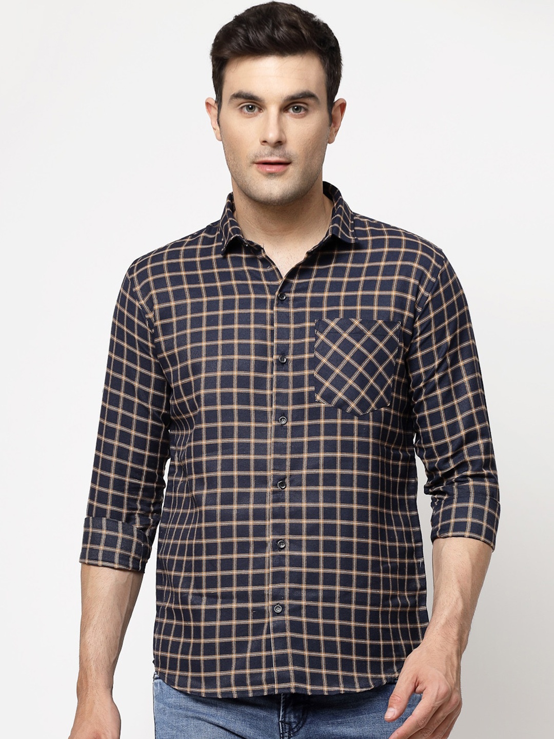 

ADWYN PETER Tartan Checked Casual Shirt, Blue