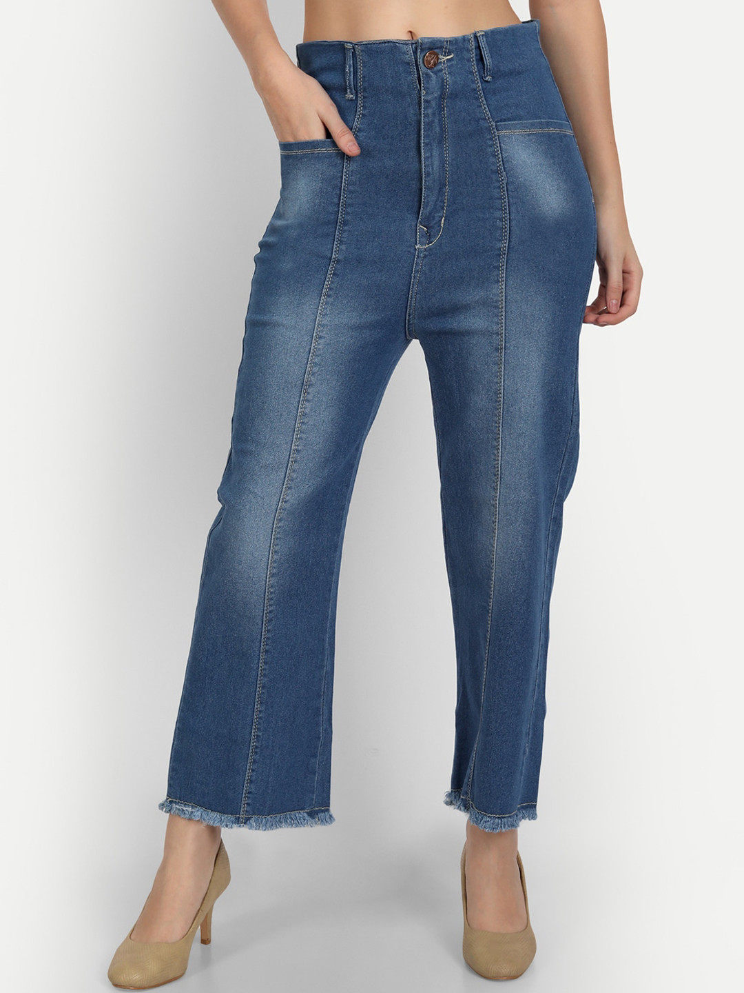 

BAESD Women Jean Relaxed Fit Light Fade Clean Look Jeans, Blue