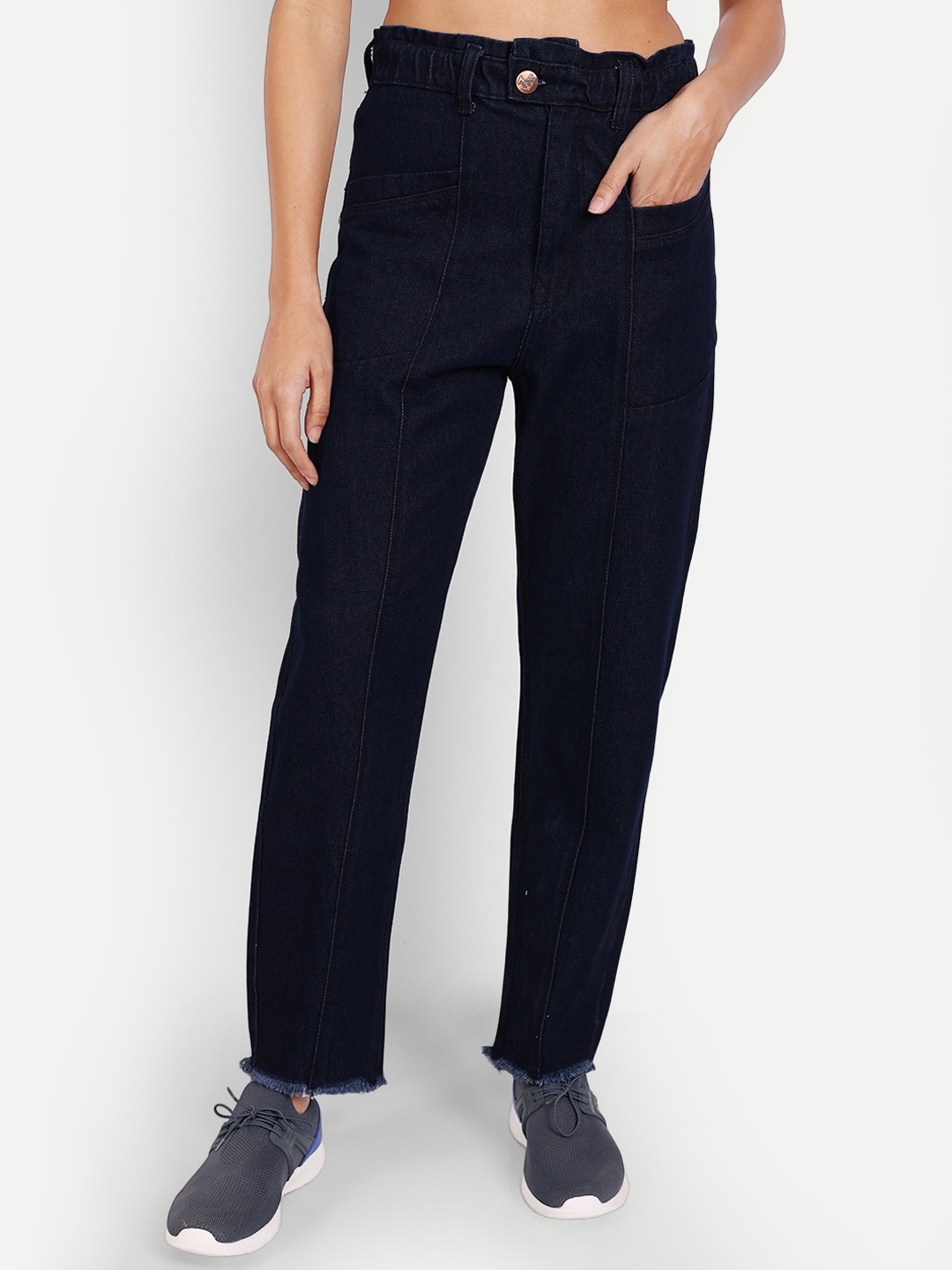 

BAESD Women Jean Straight Fit Mid-Rise Jeans, Navy blue