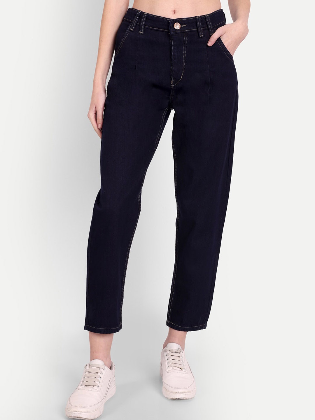 

BAESD Women Jean Straight Fit High-Rise Jeans, Navy blue