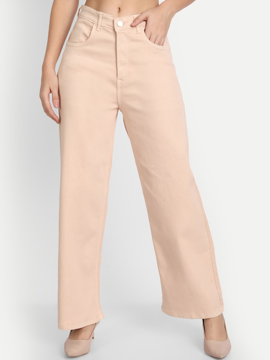 

BAESD Women Jean Relaxed Fit Cotton Coloured Jeans, Beige