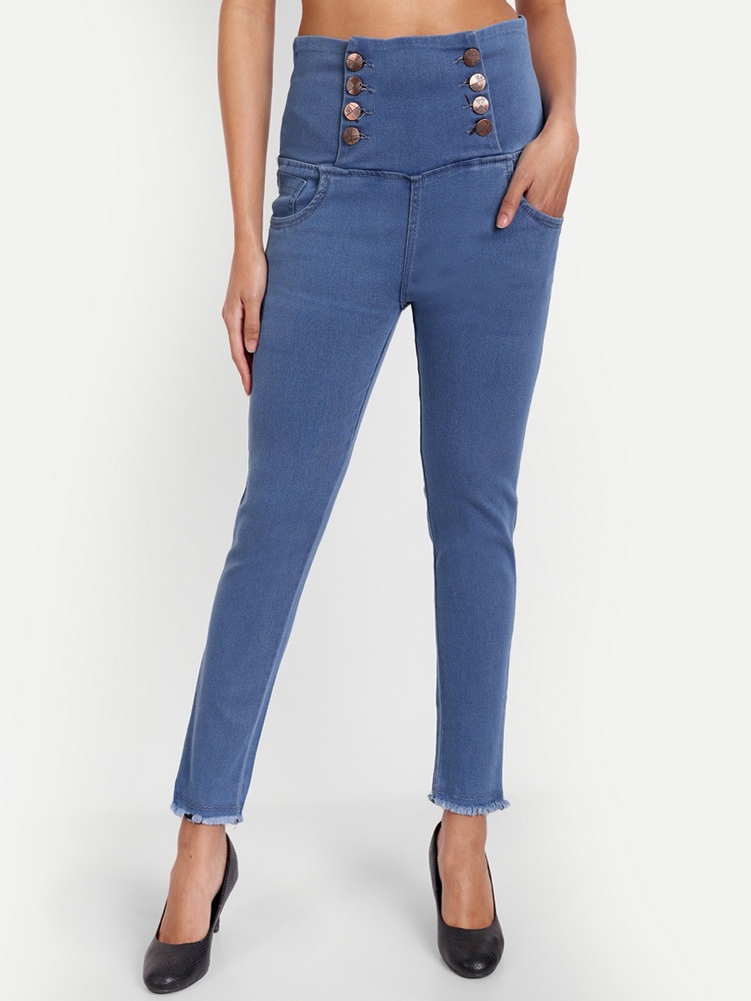 

BAESD Women Jean High-Rise Denim Cotton Stretchable Jeans, Blue