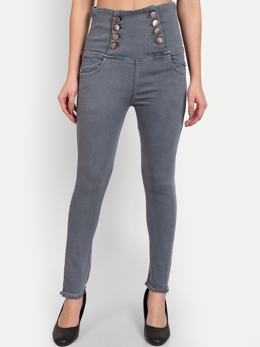 

BAESD Women Jean High-Rise Stretchable Jeans, Grey