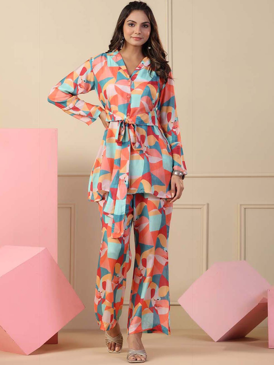 

Meena Bazaar Printed Tunic with Palazzos, Sea green