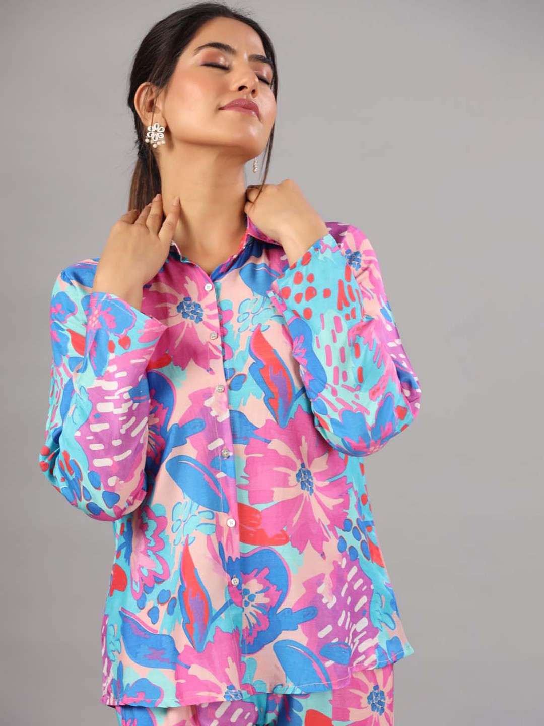 

Meena Bazaar Women Printed Co-Ords, Blue