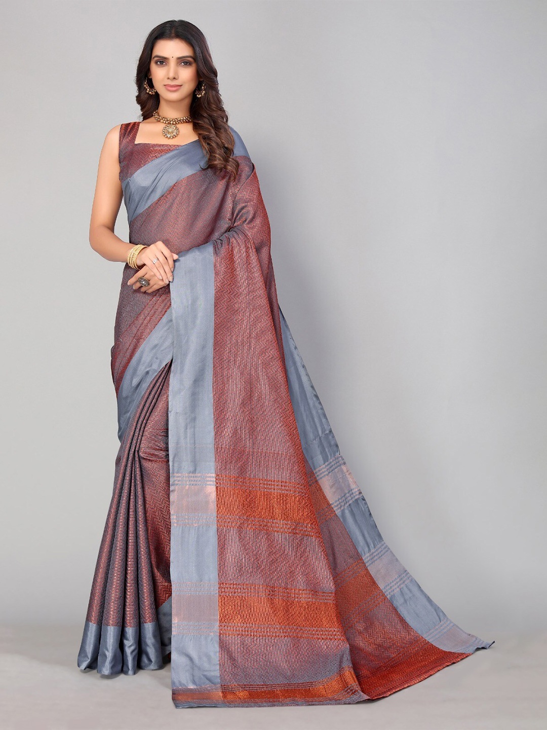 

DIVASTRI Ethnic Motif Woven Design Zari Silk Cotton Banarasi Saree, Red