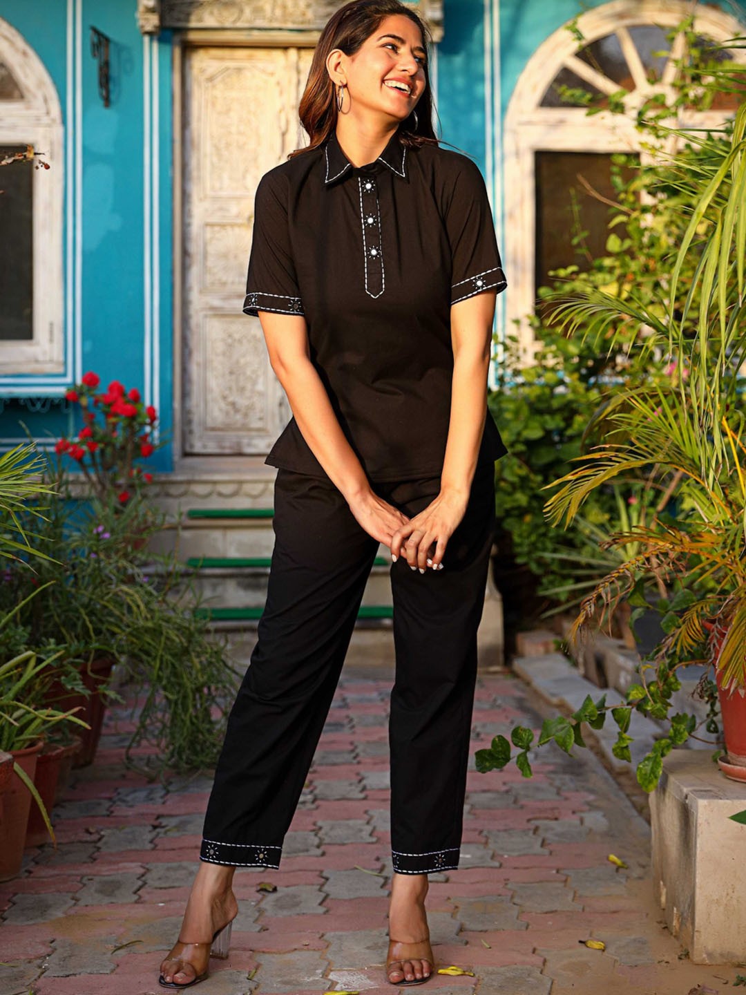 

Lirose Pure Cotton Top & Trouser, Black