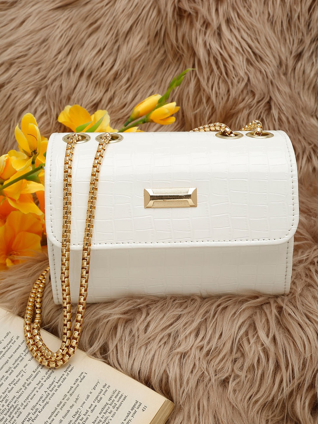 

DressBerry White Structured Sling Bag