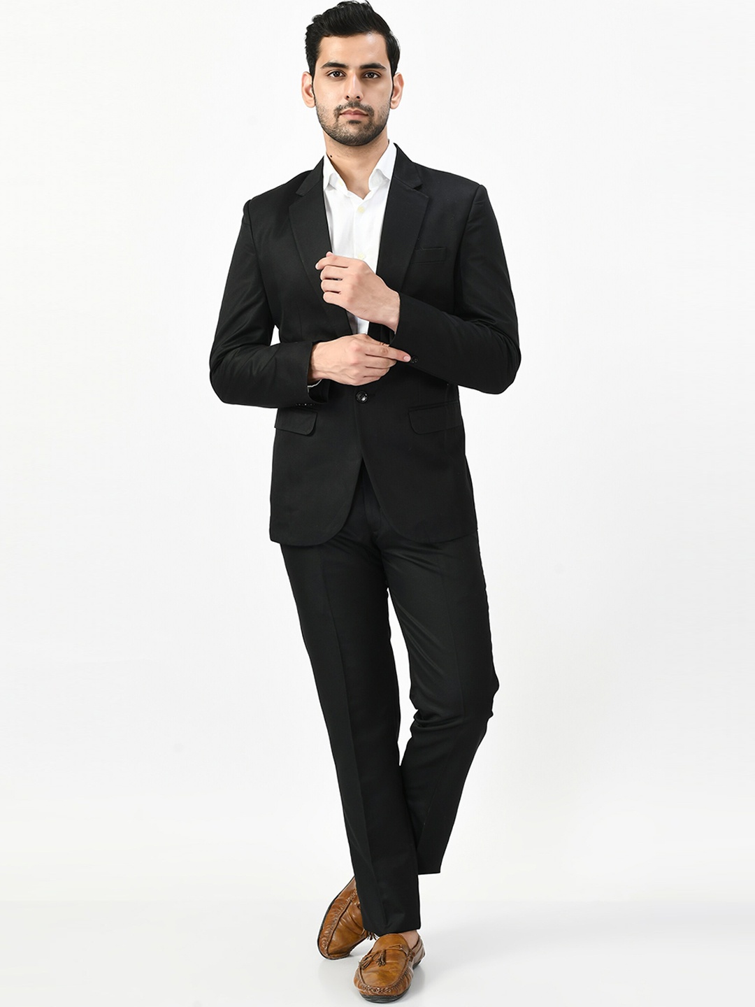 

TrulyFeb Slim Fit Single Breasted Two Piece Party Suit, Black