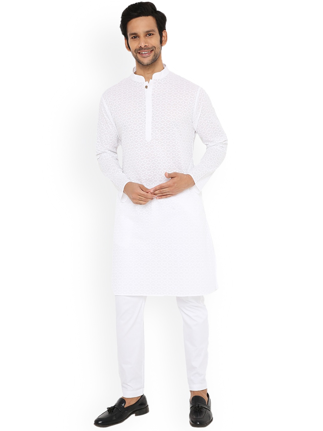 

Be Desi Chikankari Embroidered Cotton Kurta, White