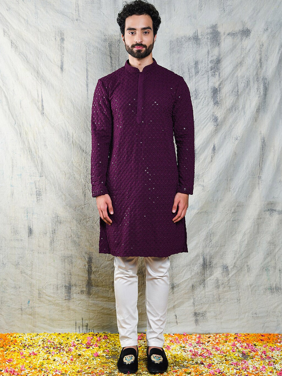 

Be Desi Embellished Sequinned Kurta, Purple