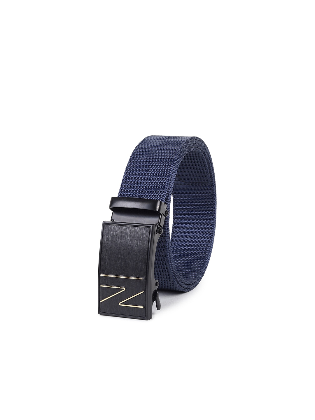 

HENEDA Men Textured Wide Belt Auto-Lock Buckle, Navy blue