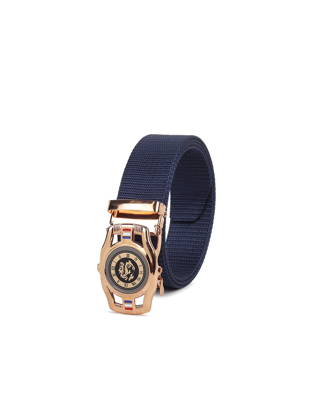 

HENEDA Men Textured Wide Belt With Auto-Lock Buckle, Navy blue