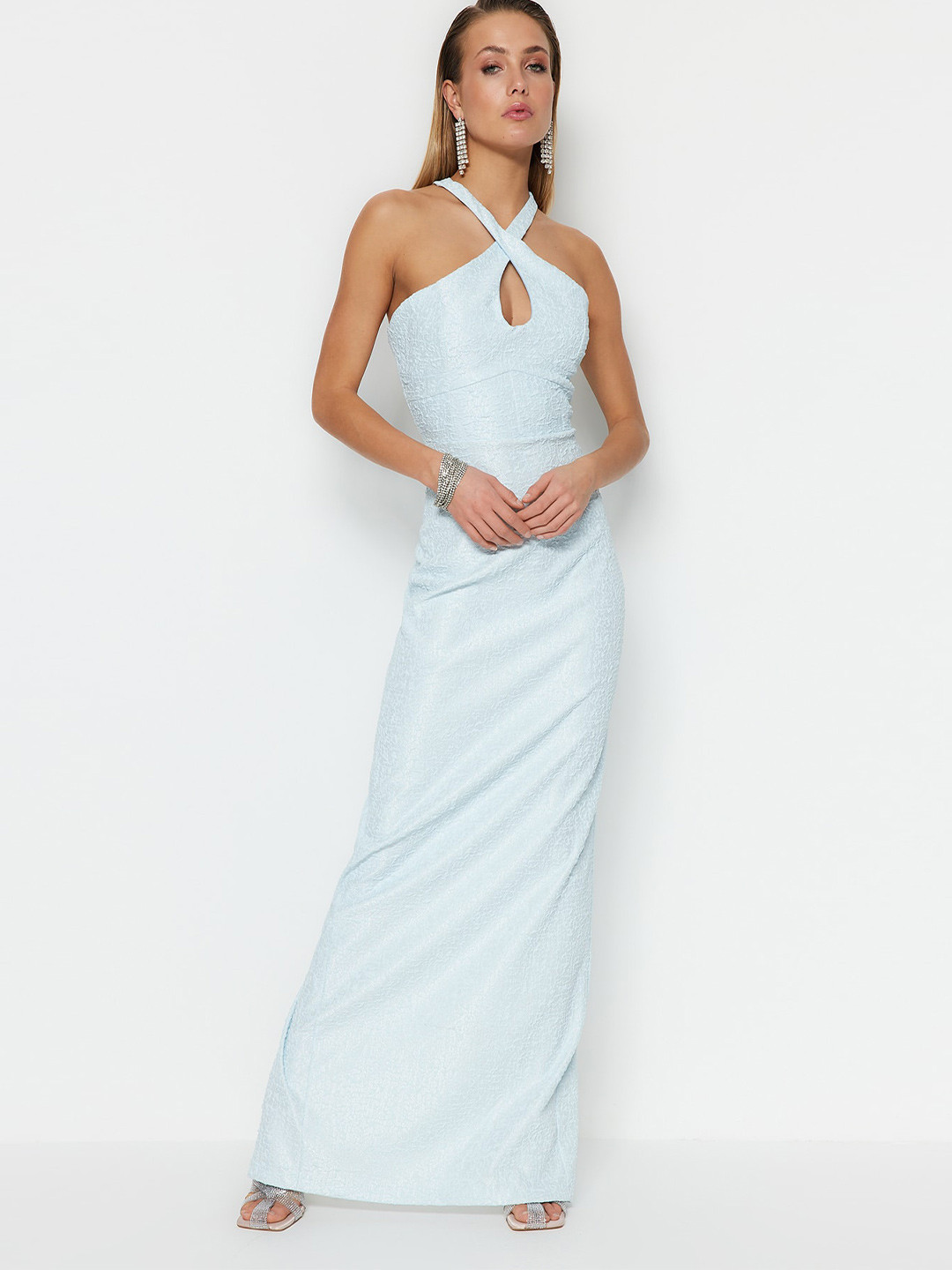 

Trendyol Self Design Sheath Maxi Dress, Blue