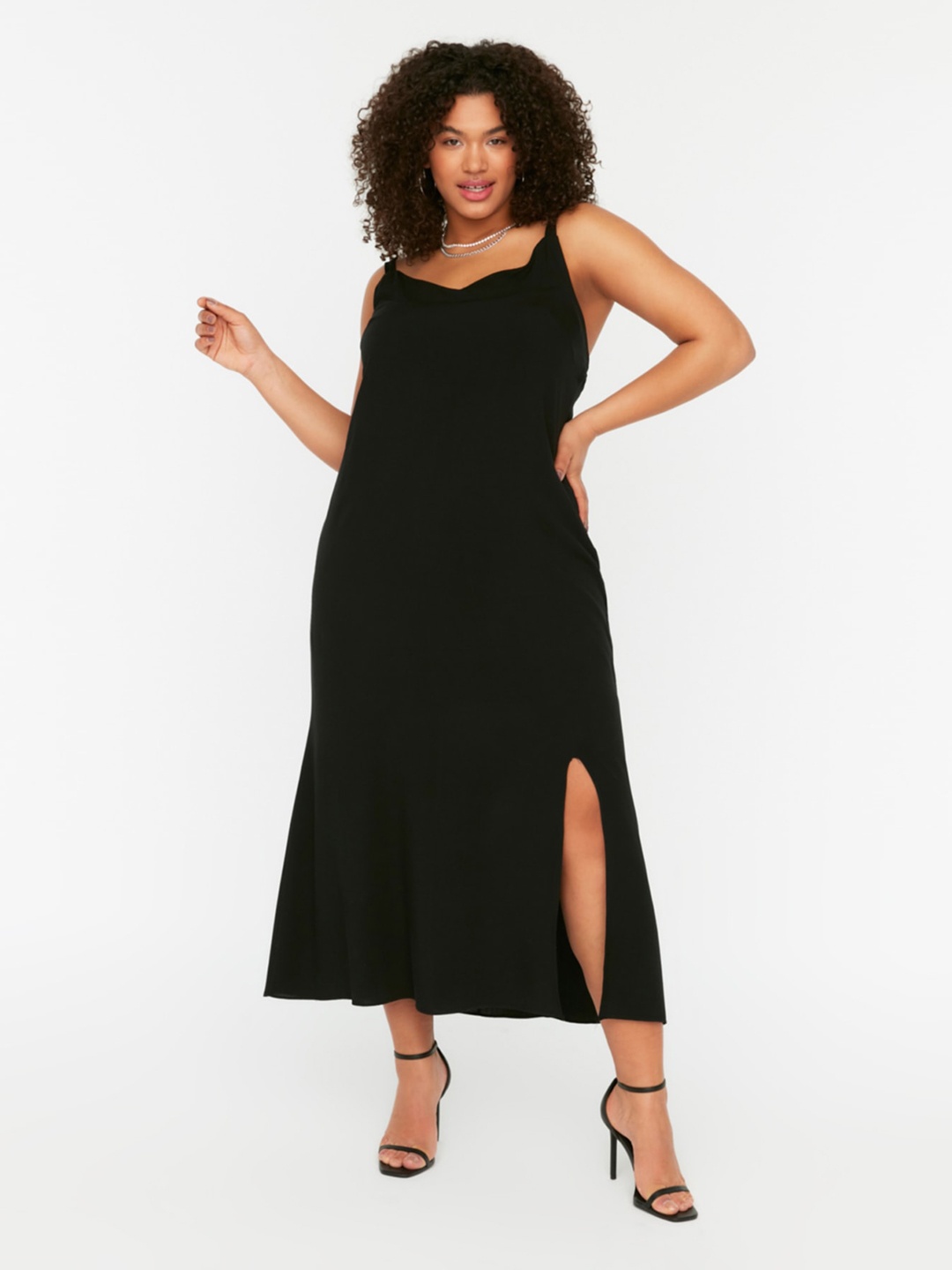 

Trendyol V-Neck Sleeveless A-Line Maxi Dress, Black