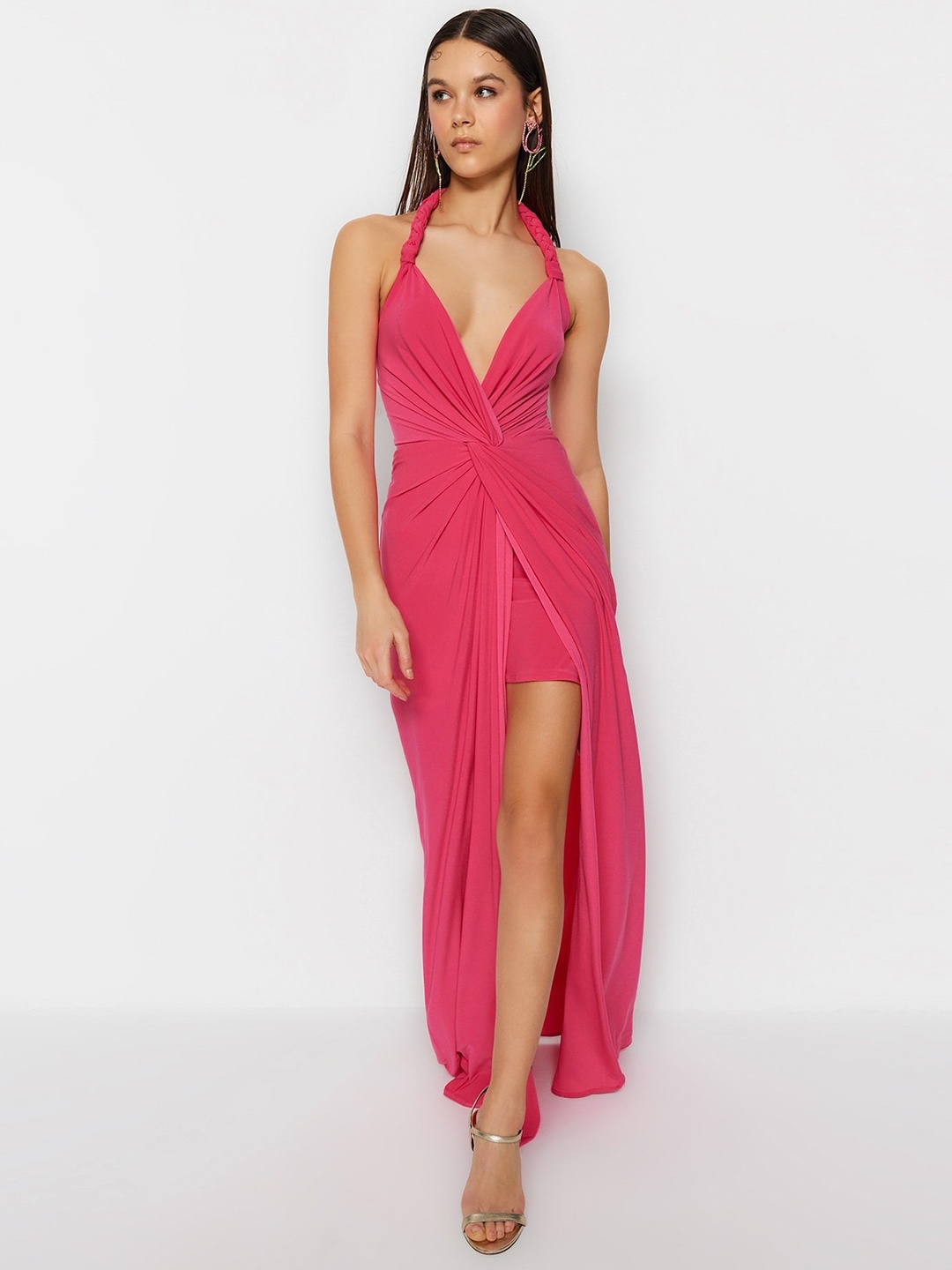 

Trendyol Halter Neck Maxi Dress, Pink