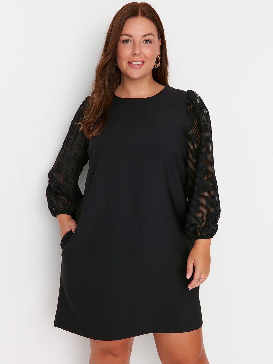 

Trendyol Round Neck A-Line Dress, Black