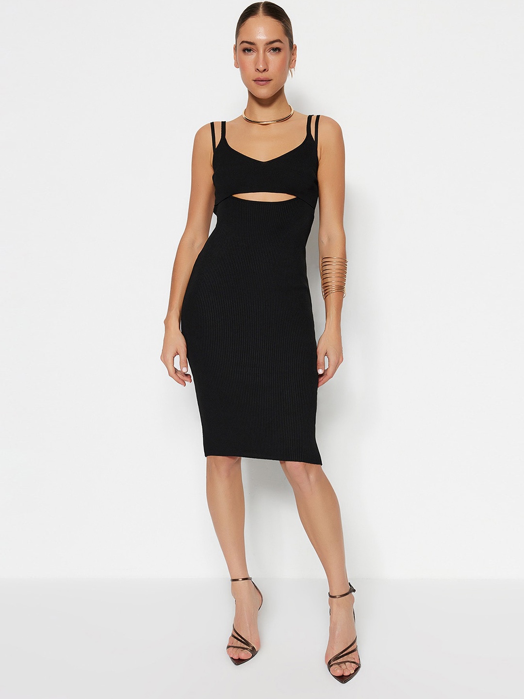 

Trendyol Shoulder Straps Bodycon Dress, Black