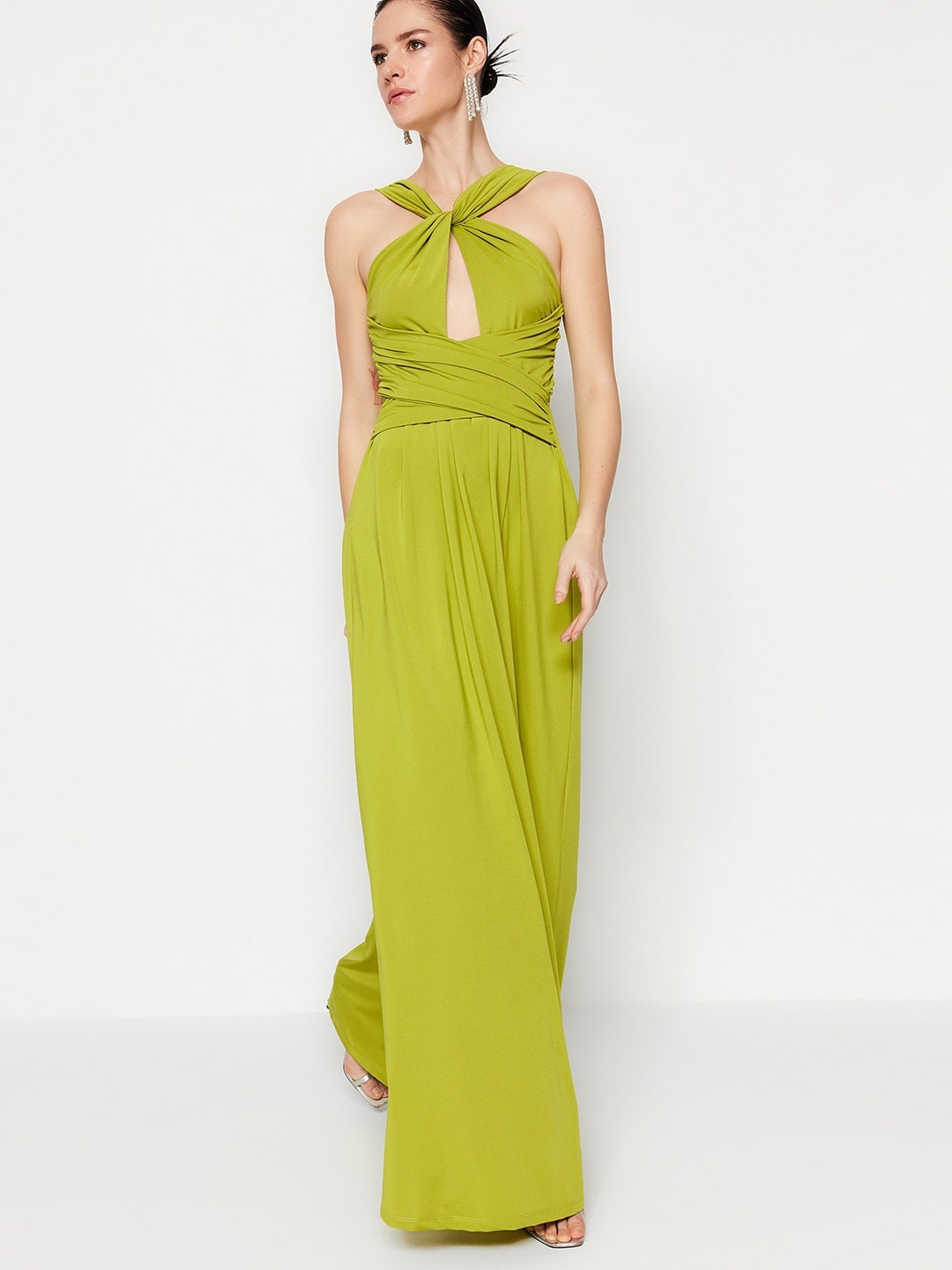 

Trendyol Halter Neck Maxi Dress, Green