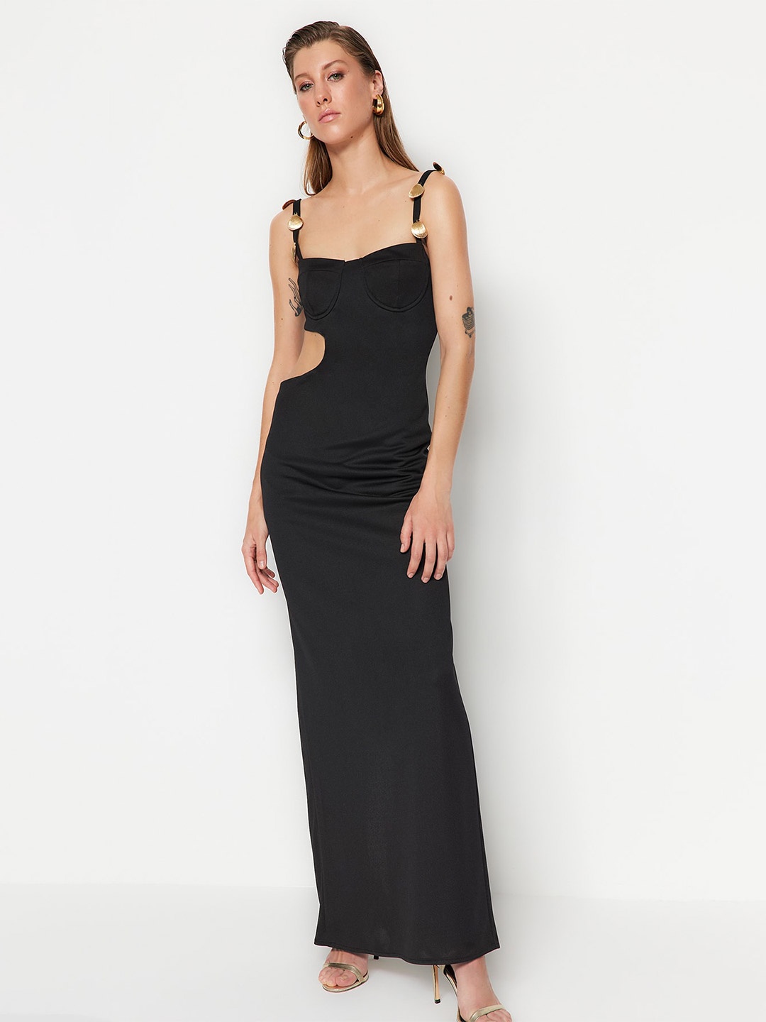 

Trendyol Shoulder Straps Cut Out Maxi Dress, Na
