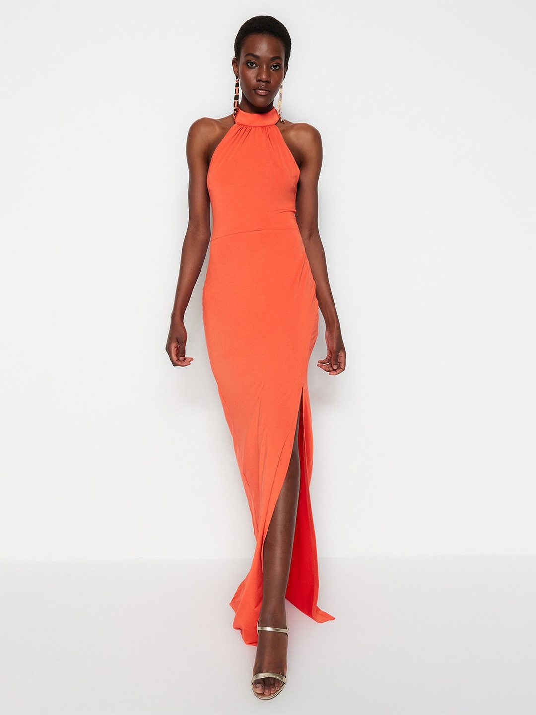 

Trendyol Halter Neck Maxi Dress, Orange