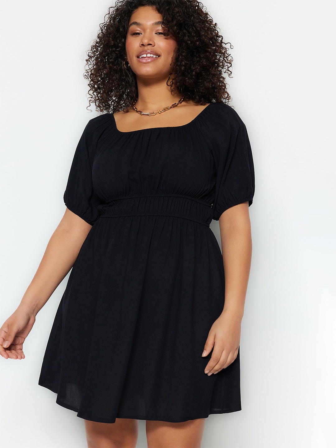 

Trendyol Off-Shoulder Fit & Flare Dress, Black