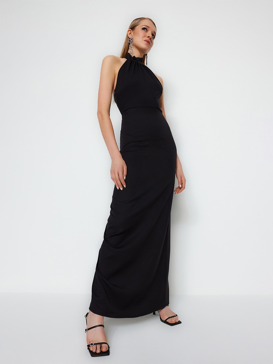 

Trendyol Halter Neck Maxi Dress, Black